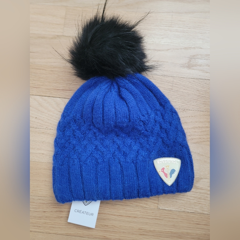 NWT Rossignol Blue Knit Pom-Pom Beanie Toque